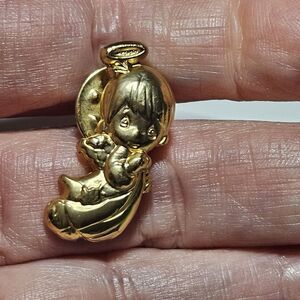 Vintage Precious Moments Gold Toned Angel Brooch Pin Jewelry Collectors Item Lot